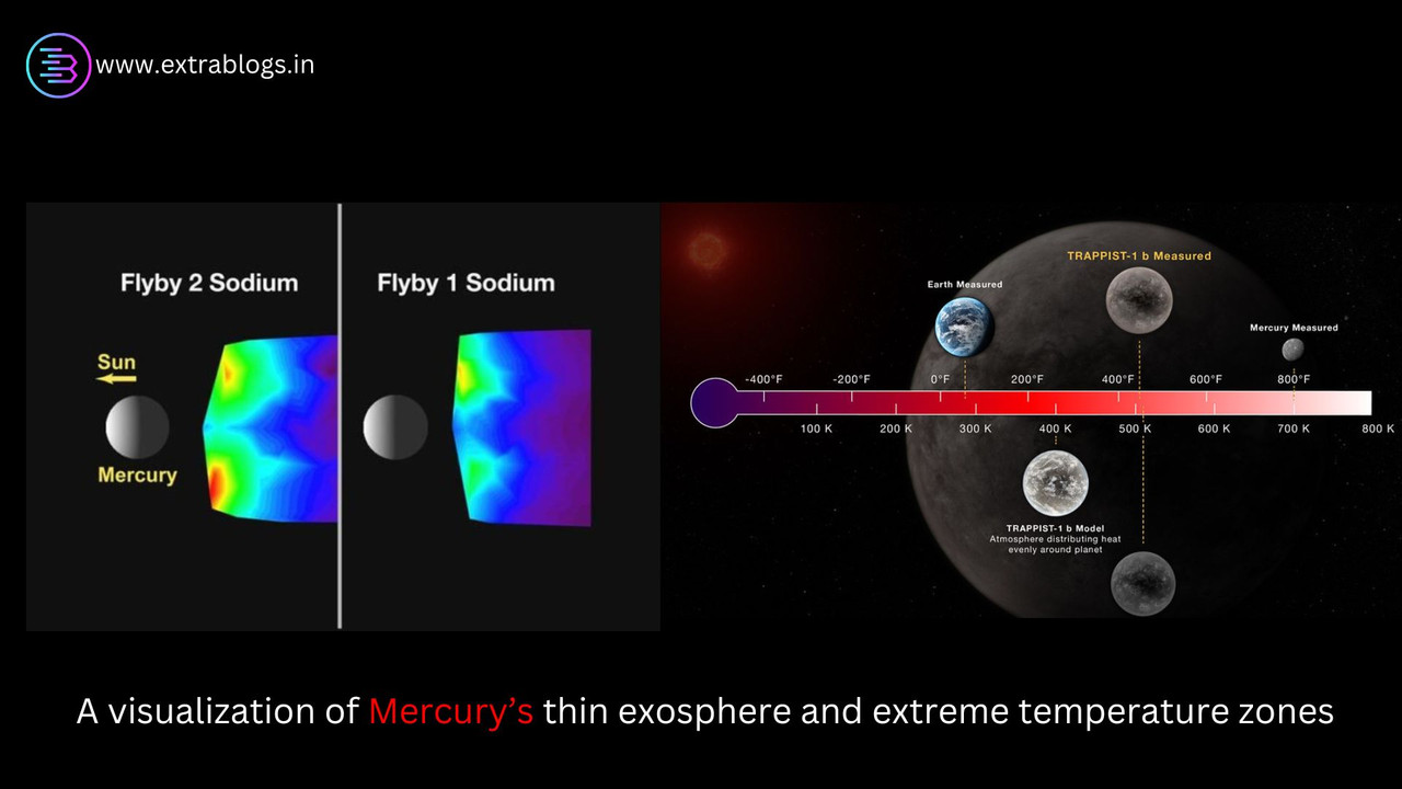 A visualization of Mercury’s thin exosphere and extreme temperature zones