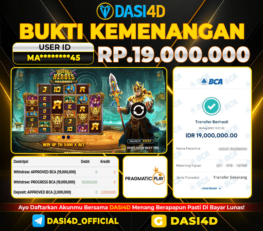 BUKTI KEMENANGAN 06 AGUSTUS DI LEGEND HEROES WD 19.000.000