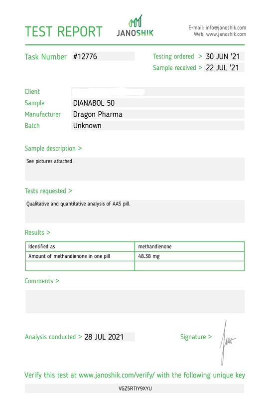 Lab test Dianabol 50