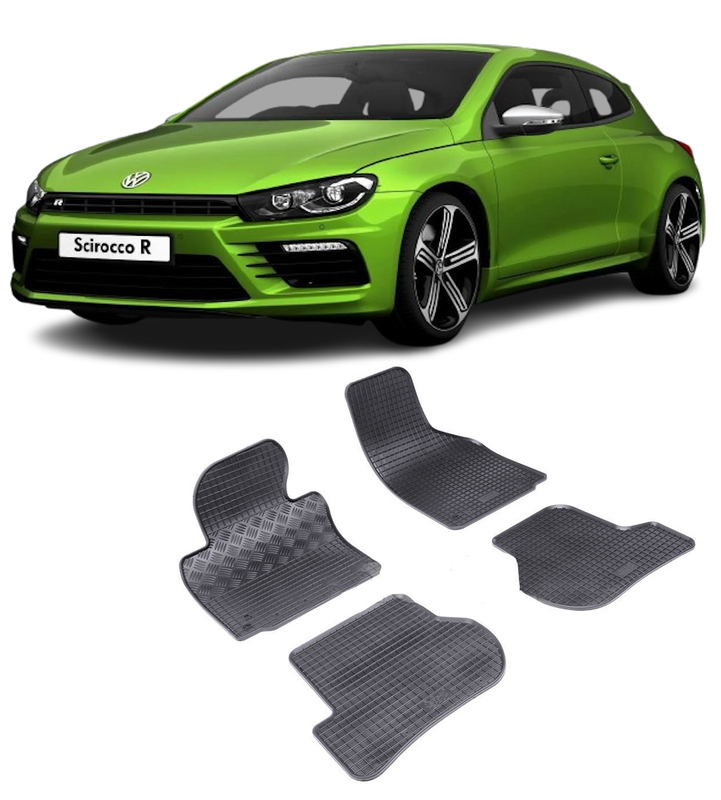 Set 4 covorase Volkswagen Scirocco 2008-2017, din cauciuc 100%, compatibile cu autoturismul Volkswagen Scirocco