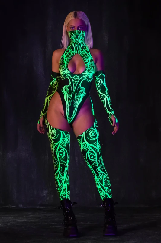 catsuit774Necrowaves Green Cut Out Catsuit 117