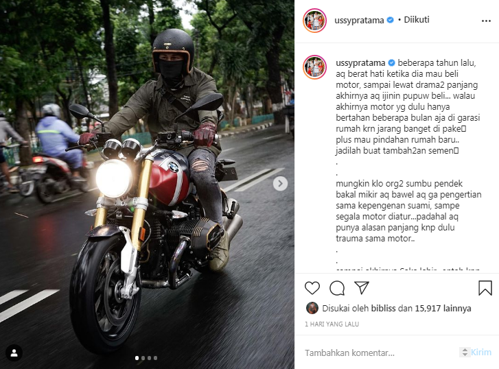 Ussy Sulistiawaty mulai mengizinkan Andhika Pratama mengendarai motor