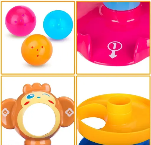 (5 Layer) RAMP Roll Ball Tower for Toddlers, Ball Drop and Roll Swirling Tower Educational Brain Development Toy Activity & Learning Monkey Toys for Kids Best Gift for Children Color 1 (T110)
