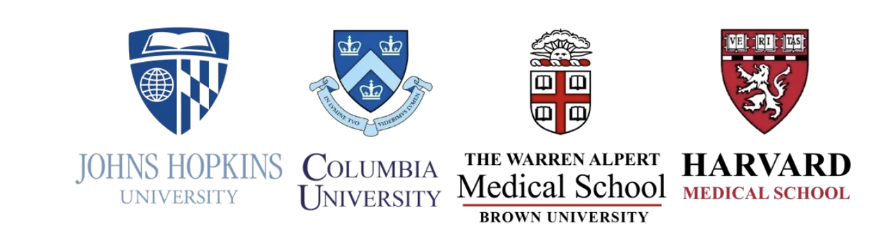 Logos from leading medical institutions supporting the research