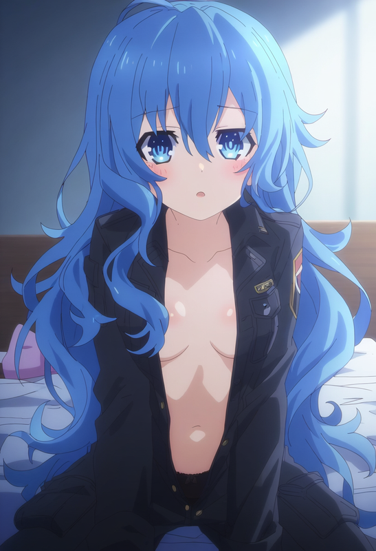 1girl, yoshino (date a live), small breasts, bodysuit, black panties, bedroom, a s-700193055