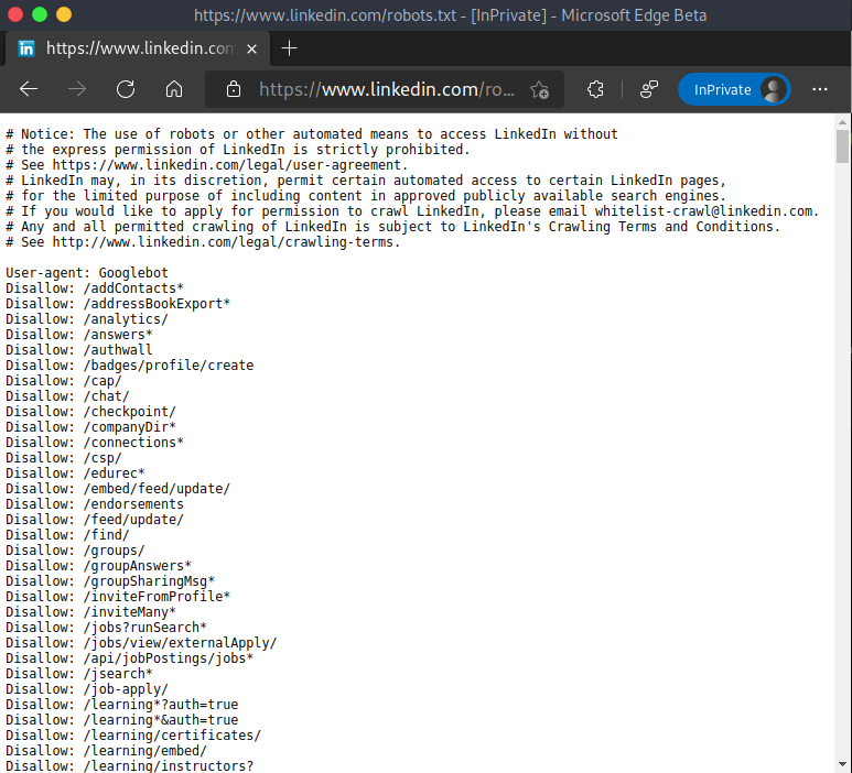 robots.txt LinkedIn