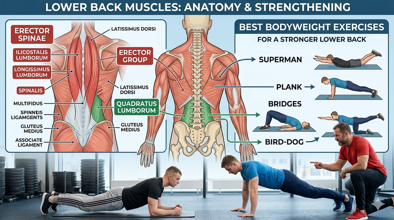 Person performing bird dog exercise on floor for best bodyweight exercises for a stronger lower back