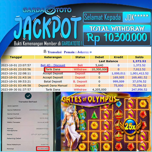JACKPOT SLOT MAIN DI SLOT GATES OF OLYMPUS WD Rp 10.300.000,- DIBAYAR LUNAS