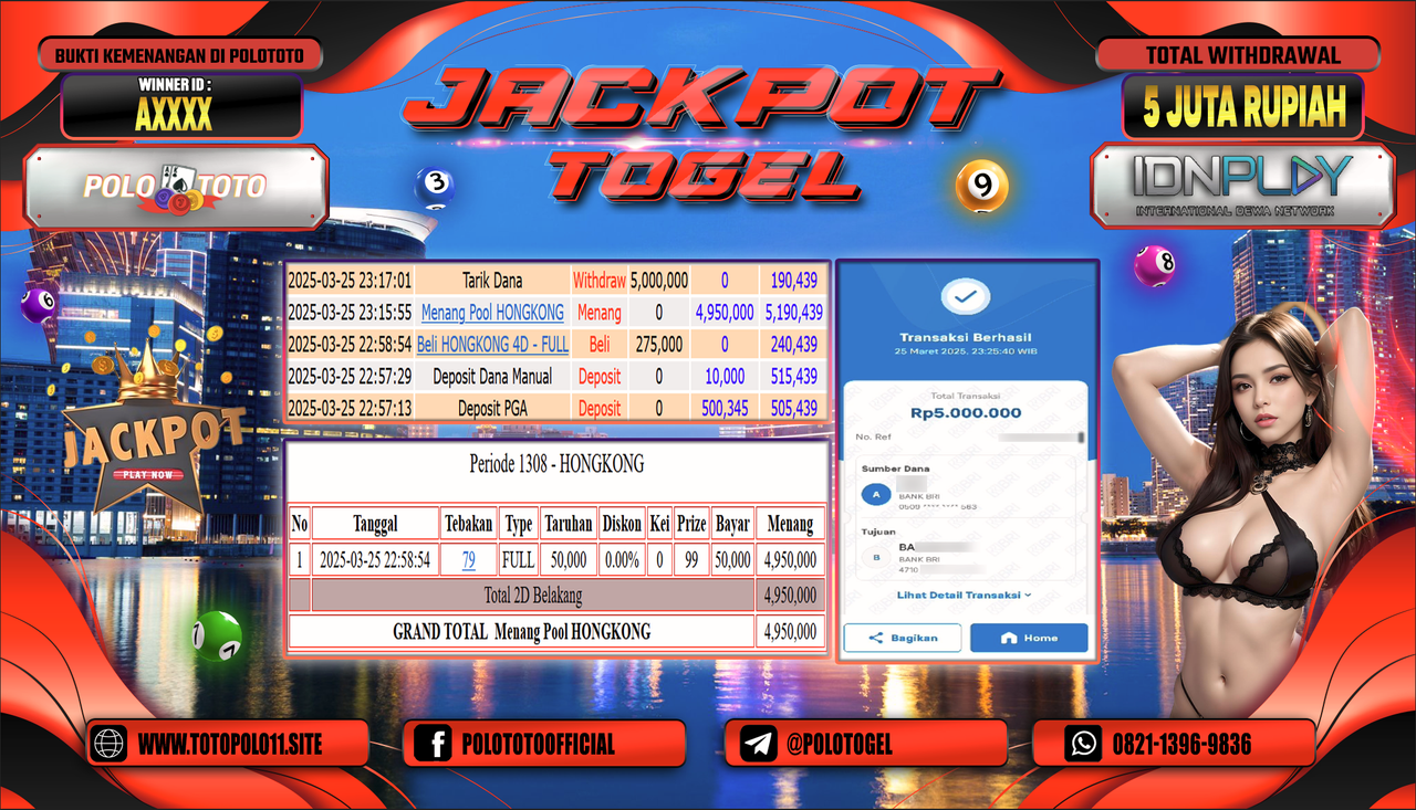 POLOTOTO JACKPOT TOGEL PASARAN HONGKONG Rp.5.000.000,- LUNAS