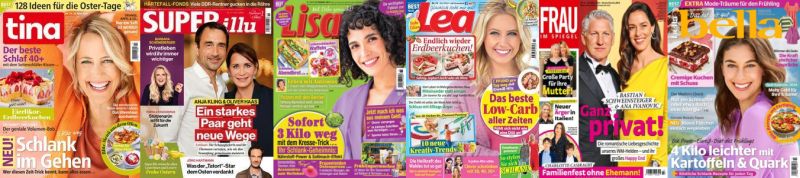 Cover: 6 mal Frauenmagazine No 14 vom 27  M&auml;rz 2024