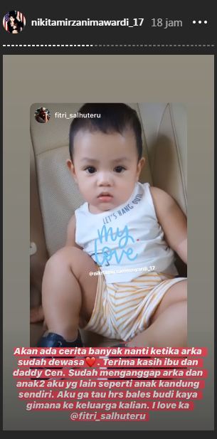 potret Arkana dari Fitri Salhuteru yang di unggah kembali oleh Nikita Mirzani