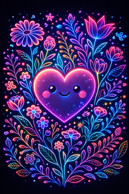 Minh họa hoa cỏ neon hài hòa