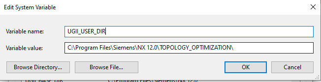 Environment Variable for NX Topology Optimization