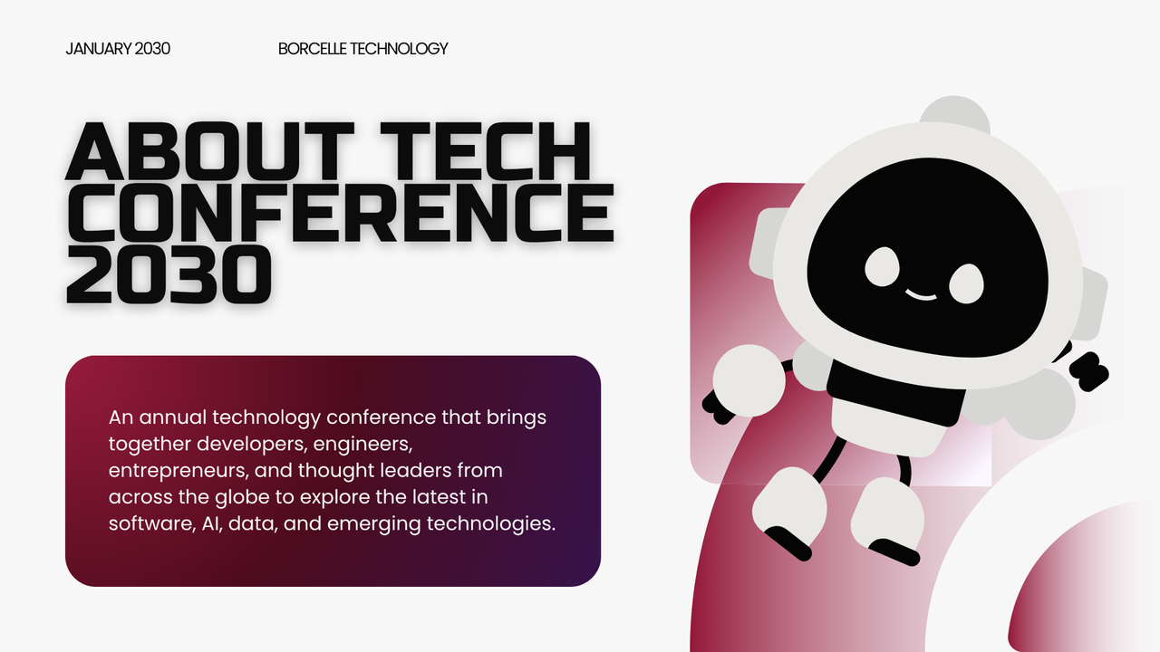 Tech Conference Welcome Slide in Red White Modern Professional Style