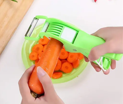 Multipurpose 2 in 1 Vegetable and Fruit Cutter & Peeler 5 Blade Stainless Steel with Locking System, Multi-Functional Kitchen Tool, Sabji cutter Color 1 (R507)