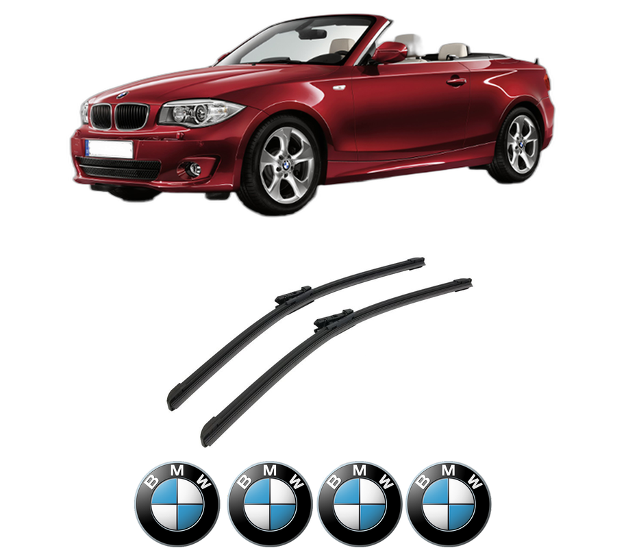 Set stergatoare auto BMW Seria 1 Convertible (E88) din 2007-2013, pentru parbriz auto, 2 bucati, Bosch Aerotwin, din cauciuc siliconat rezistent, 4 Stickere Auto BMW Seria