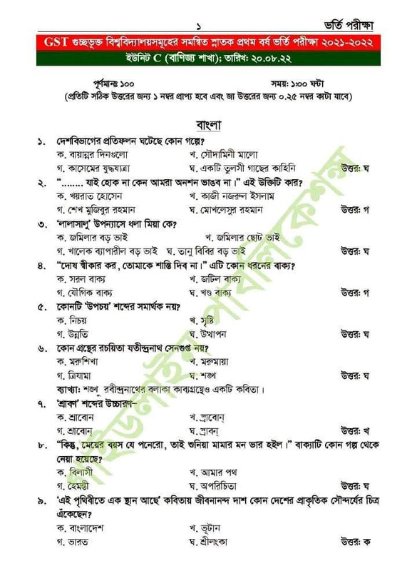 GST C Unit Question Solution (2022)