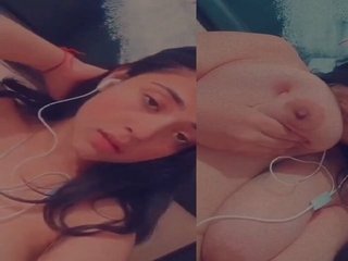 Desi girl on a video call showing off her huge boobs