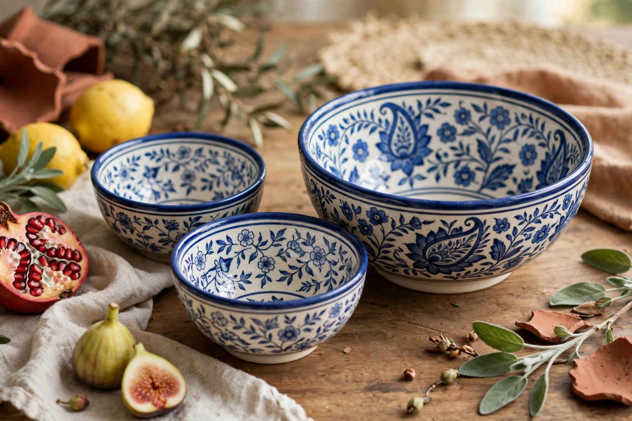 Blue Pottery Bowl Set