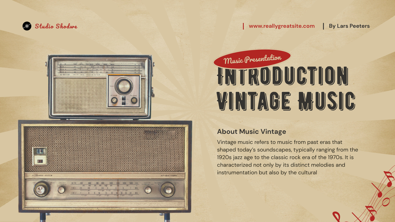 Cream Red Vintage Retro Music Presentation
