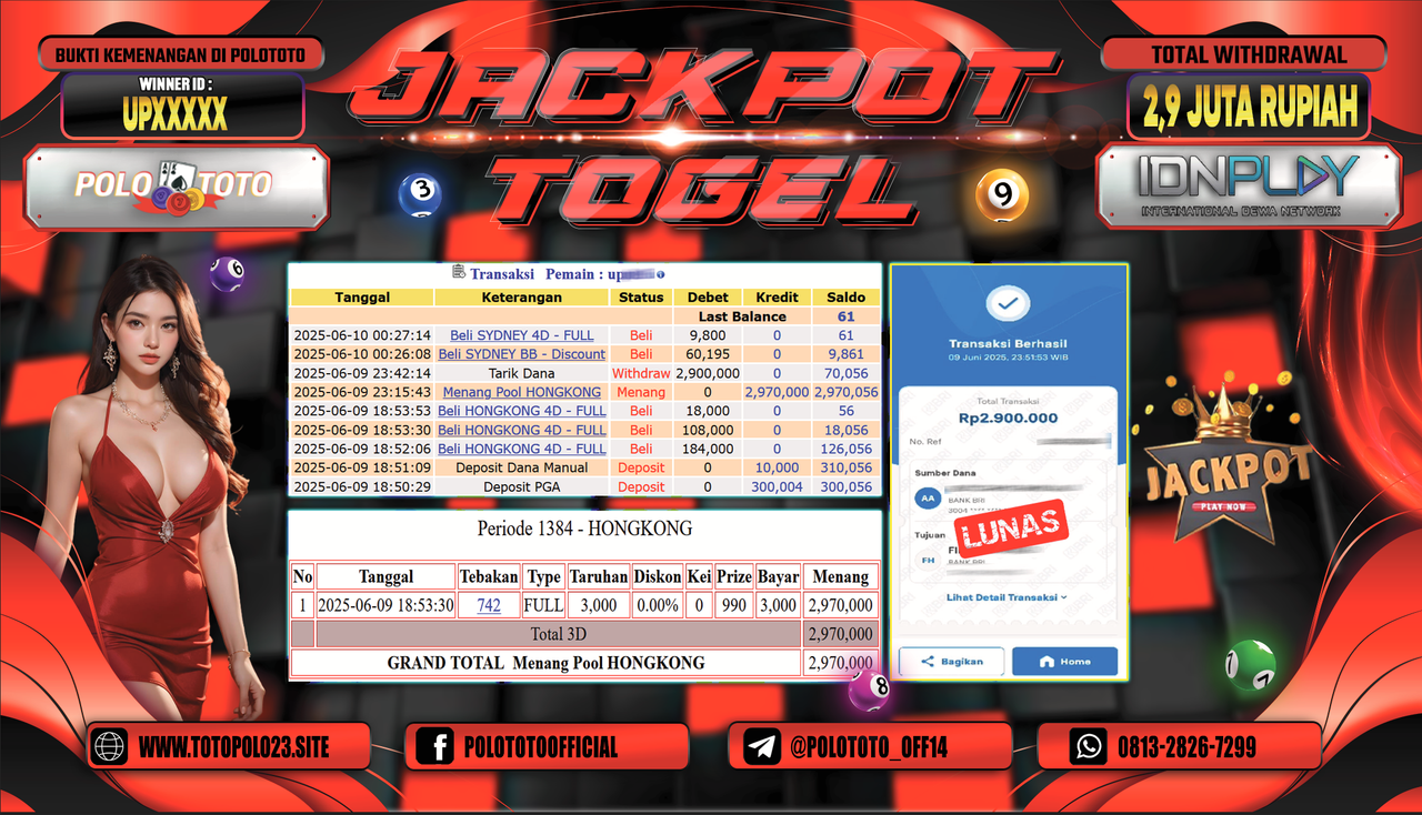 POLOTOTO JACKPOT TOGEL HONGKONG LOTTO Rp.2.900.000,-