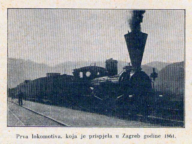Zagrebačke pruge ZP1-160-Prva-lokomotiva-u-Zagrebu-1861