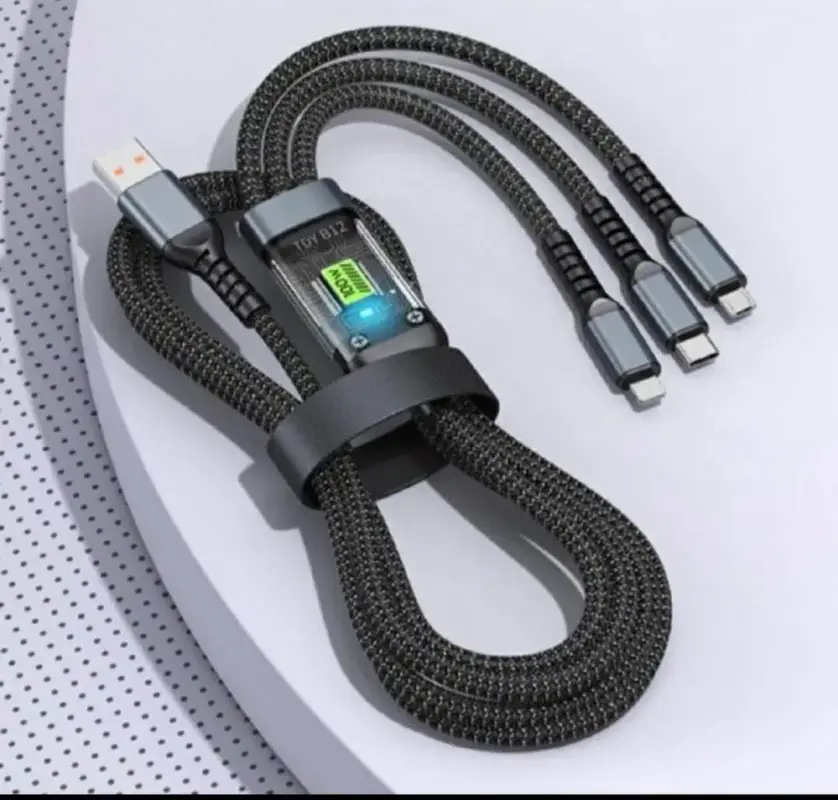 100W Charging Cable 3-in-1 Front View