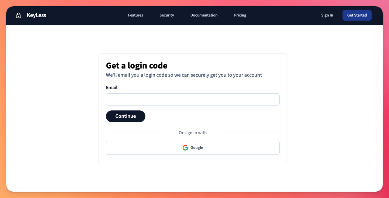 OAuth login form with NoPassword