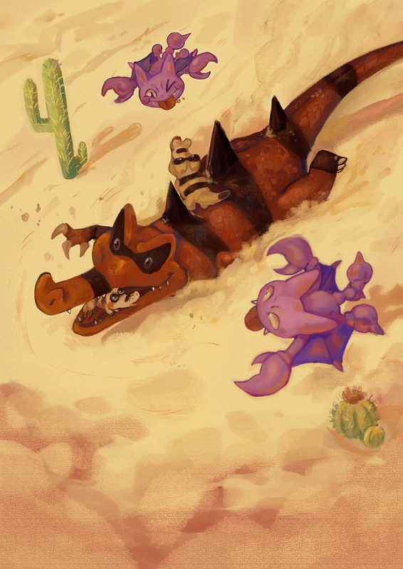 krookodile-gligar-and-sandile-pokemon-dr