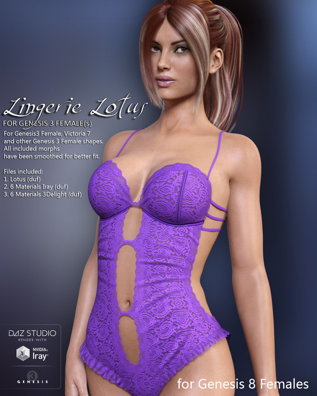 Lingerie Lotus (Converted From Genesis 3) For Genesis 8 Females