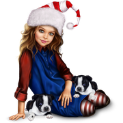 christmas_elf_girl_with_boston_terrier_puppy 47