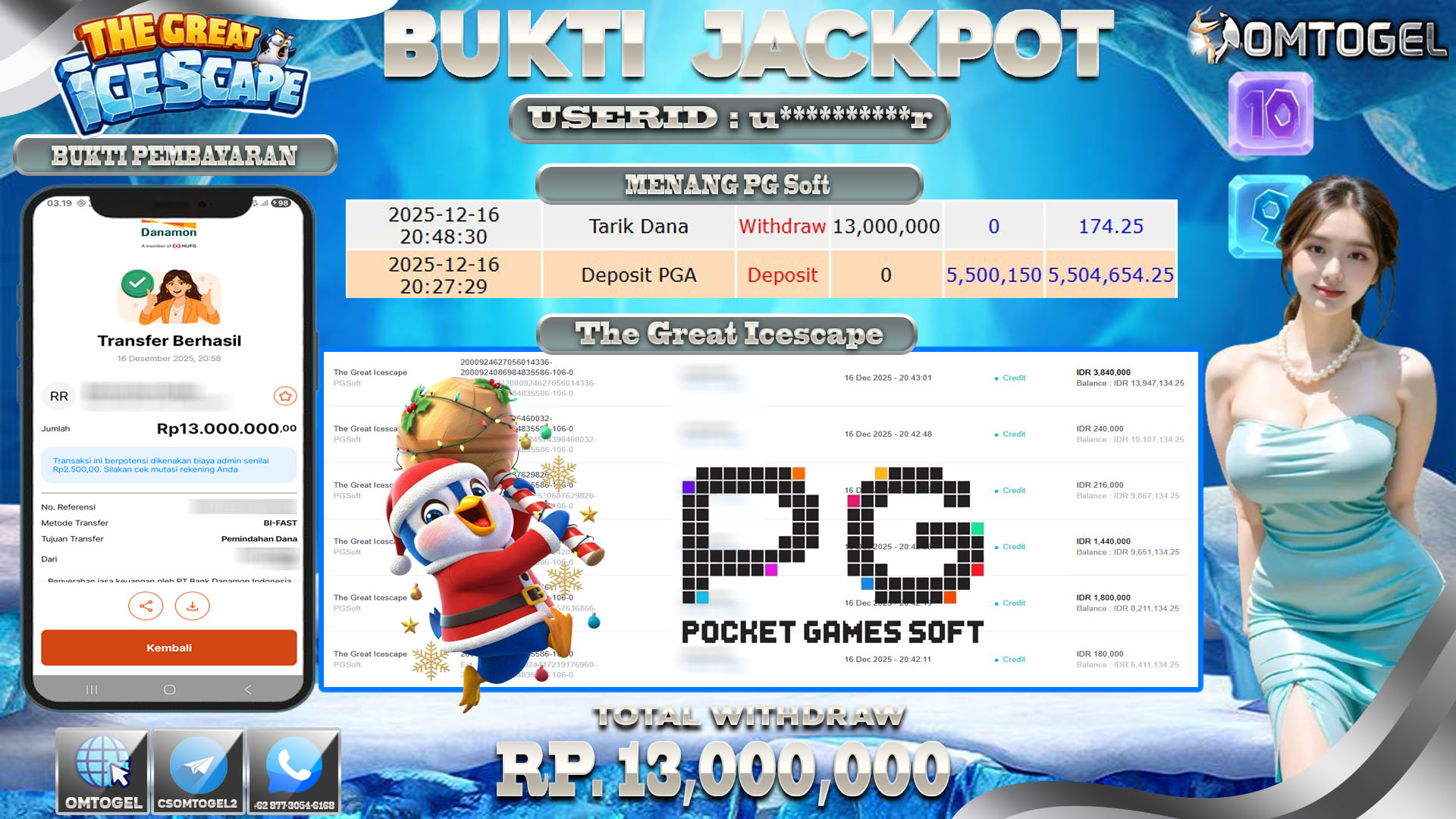 OMTOGEL JACKPOT PGSOFT THE GREAT ICESCAPE ,13 JUTA DI BAYAR LUNAS ,-