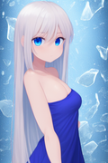 00097-184689333-1girl,full_body,12yo little girl,small_breast,Ice_background,bare_shoulders,blue_eye