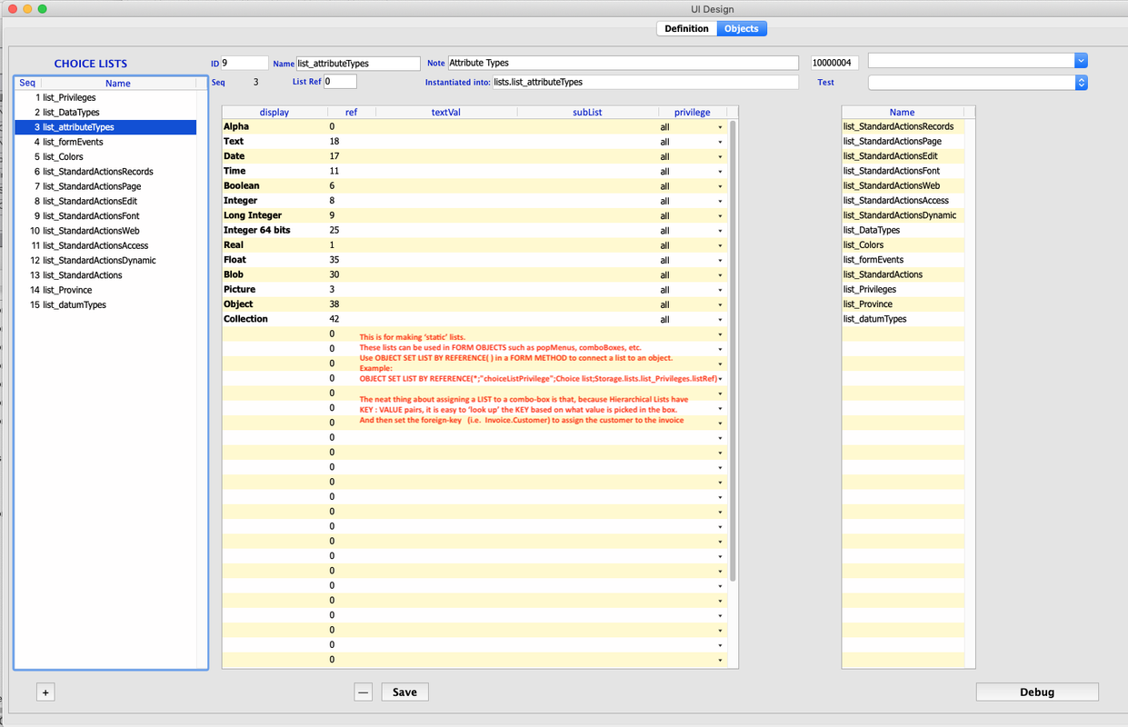 2 UI Design - choice list objects