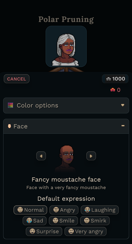 Barber lets you customize your face, eye/skin/hair color and more. Barber does however take a small fee of 1000 coins for customizing the looks.