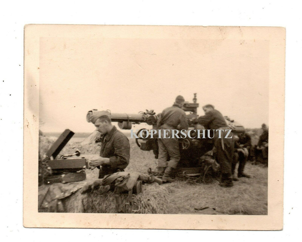 Russland 1941 Stellung Soldat Geschütz flak Kanone Mörser Grammophon