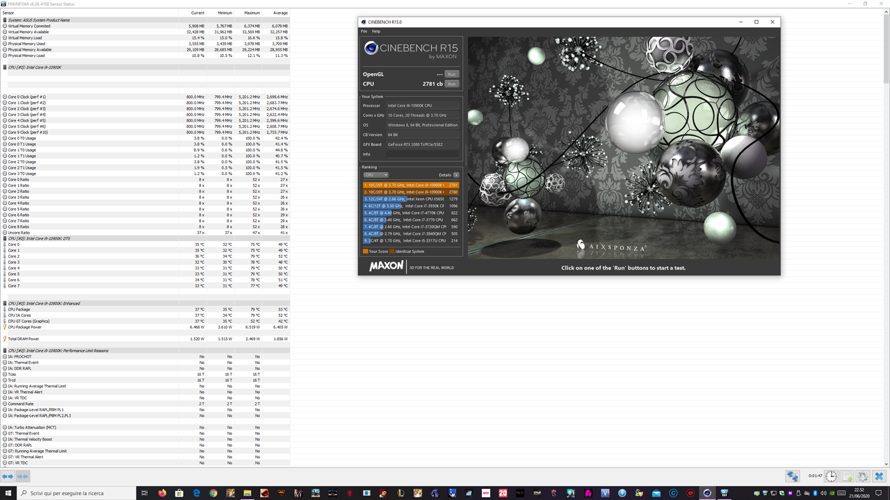 cinebench r15 (5a run oc 5.2 ghz 1.32v)