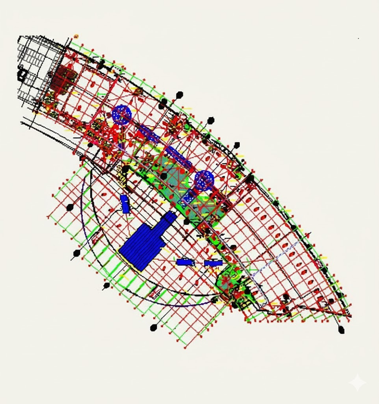 Functional floor plan showing retail circulation.