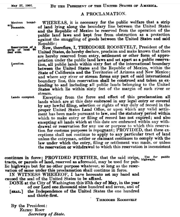 Roosevelt Reservation on Mexican border