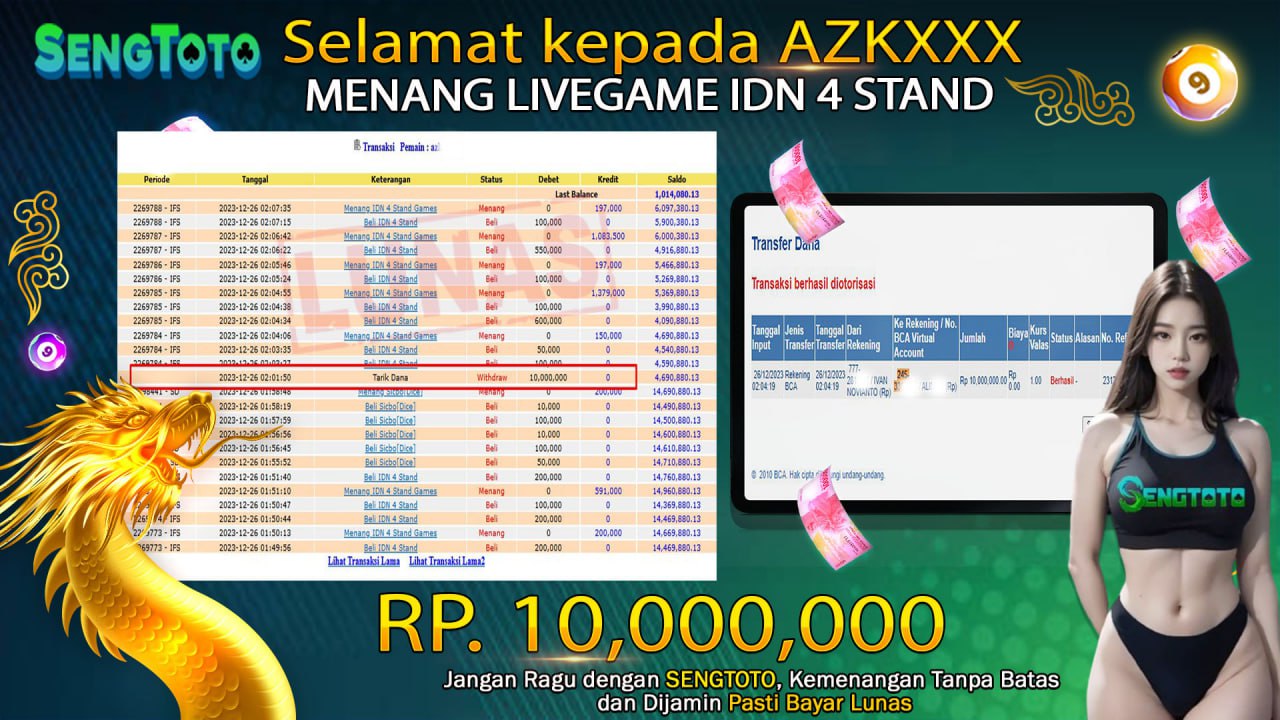 BUKTI PEMBAYARAN LIVE GAME IDN 4 STAND