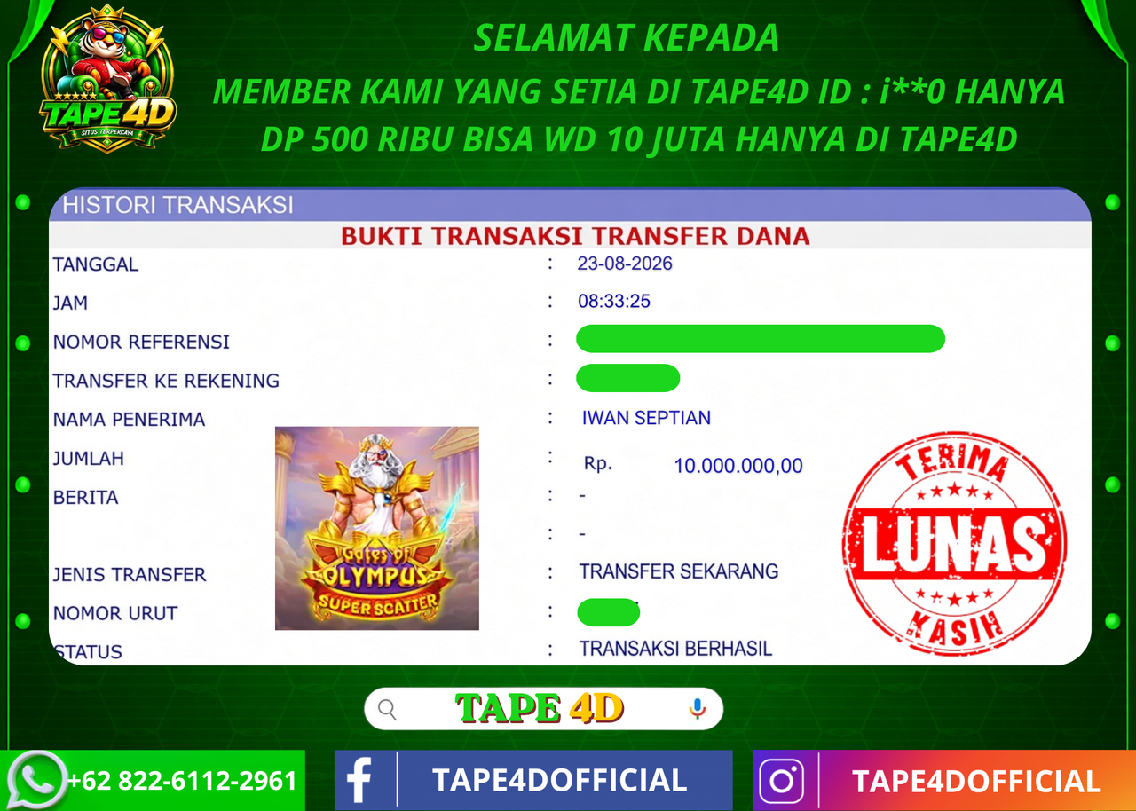 TAPE4D GATES OF OLIMPUS SUPER SCATTER PRAGMATIC PLAY 10.000.000-LUNAS