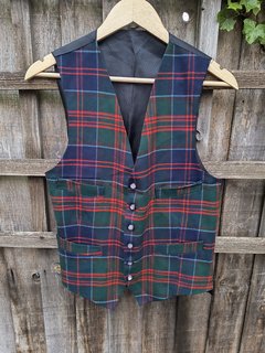 Blue Tartan Waistcoat - Chest 40 Inch