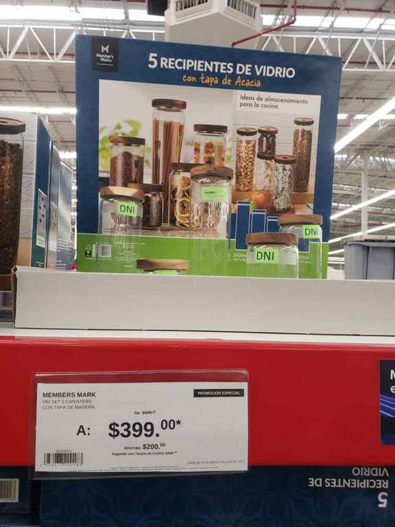 MM SET DE CANISTER con tapa de madera 5pzas. Sam's Club San Juan del Río. 
