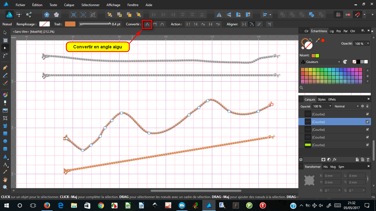 Trait horizontal pinceau