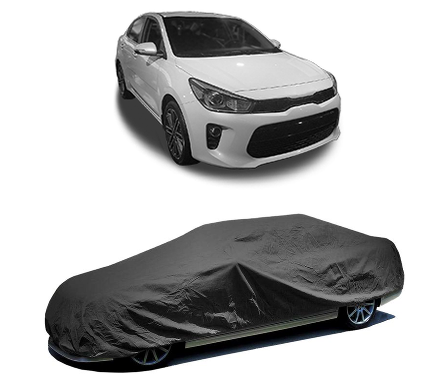 Husa tip prelata auto pentru KIA RIO IV (YB, SC, FB) 2017 - 2023,culoare negru, material textil impermeabil, rezistanta la intemperii praf UV, CARPASSION Husa Protectie