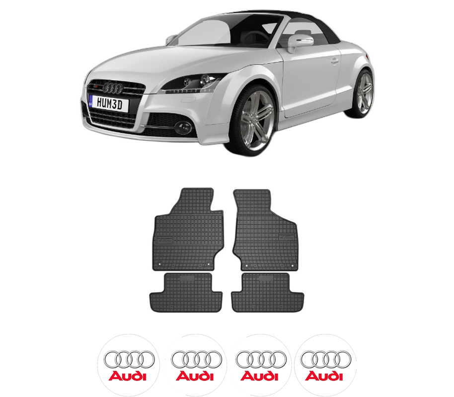 Set covorase presuri AUDI TT Roadster (8J9) din 2007-2014, auto, din cauciuc thermoplastic, 4 Stickere auto cu AUDI
