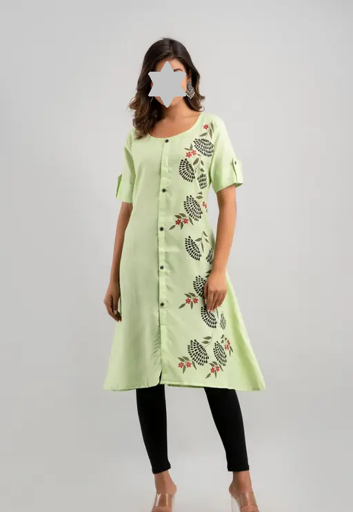 Fashionable Cotton Slub Dijital Print Anarkali Kurti For Women Color 1 (R108)