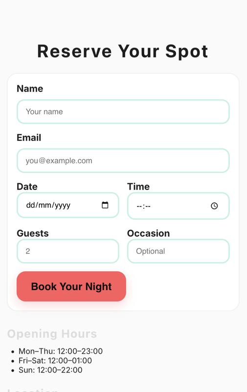 Neo Bistro mobile view