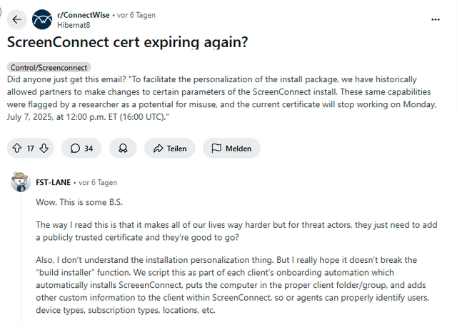 ConnectWise Screenconnect certificates