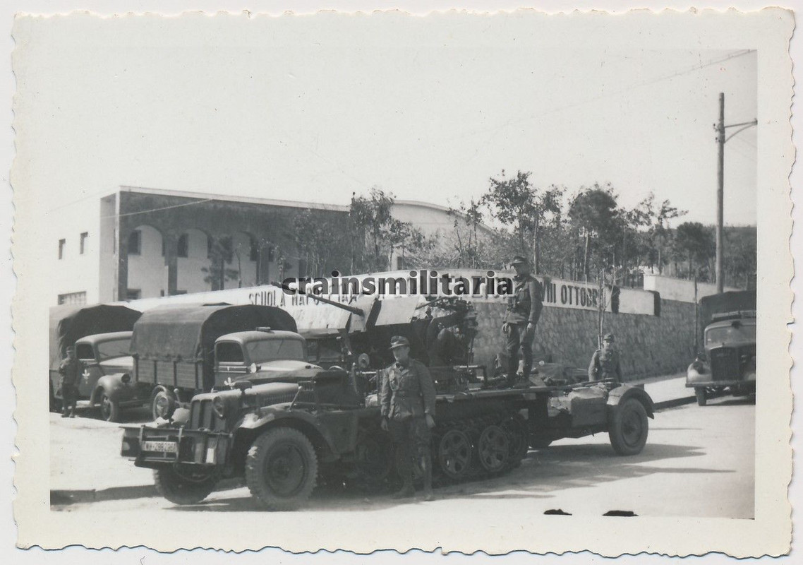 Orig. Foto DAK SdKfz 10-4 Halbkette Flak Anhänge